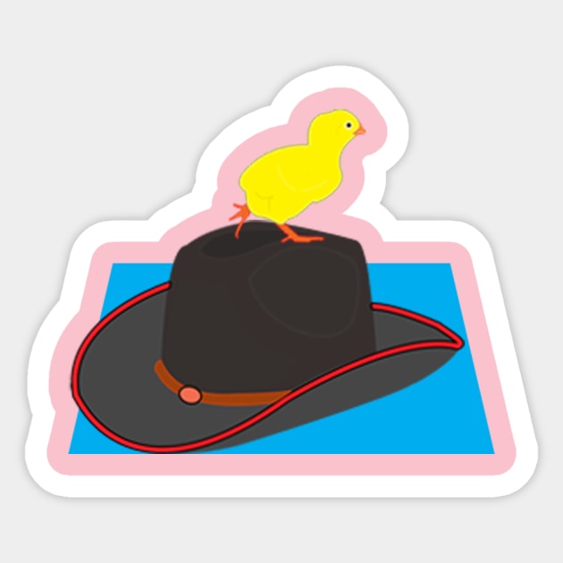 hat and yellow chicken Sticker by momomoma